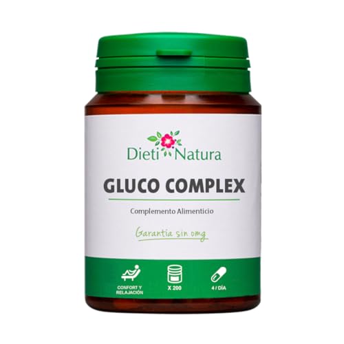 Gluco Complex Dieti Natura - 200 Cápsulas para Estabilizar el Azúcar en Sangre - Suplemento Natural con Canela y Astrágalo - Apoyo para una Vida Saludable y Control de la Glucosa por 3 Meses