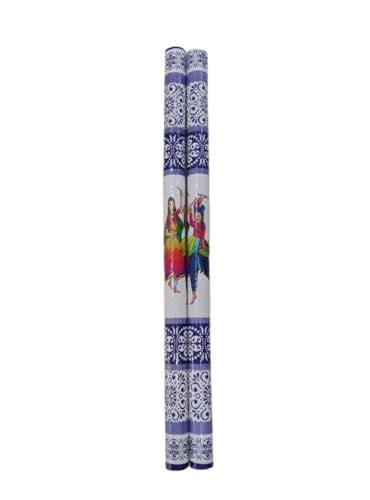 Image of BookMyCostume Wooden Raja Rani Dandiya Sticks | Traditional Seth Sethani Garba Sticks for Navratri & Dance | PVC Coated Wooden Dandiya (1 Pair - 2 Sticks) | Fancy Dress Accessory for Kids & Adults