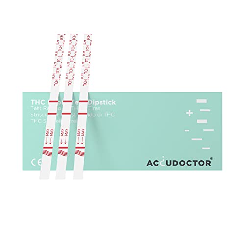 10 Test de drogas THC Cannabis Marihuana en Orina AccuDoctor 25 ng/mml - Kit de prueba de drogas - Test de Cannabis Orina Tiras reactivas con precisión 99% Drogotest Resultados instantáneos