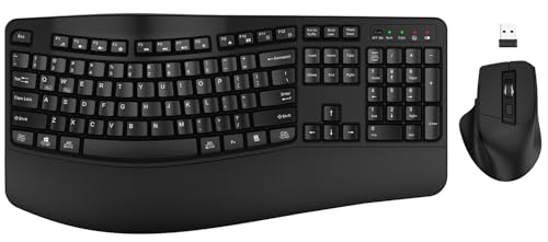 Wireless Keyboard and Mouse Combo, EDJO 2.4G Full-Sized Wave...