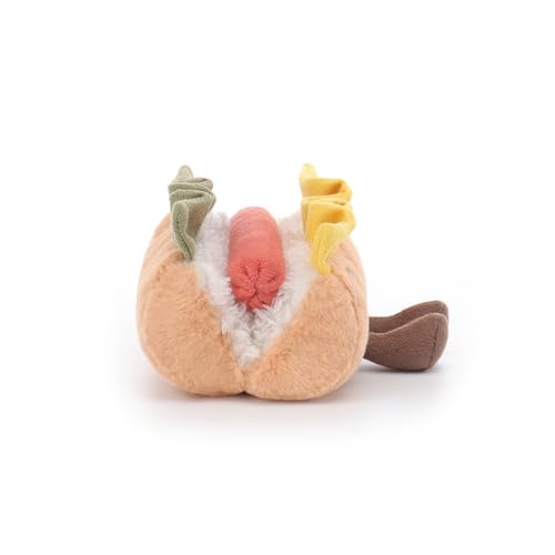 Apricot Lamb Köstlicher Hot Dog Essen Plüschtiere für Kinder, weiche niedliche Kuscheltier für Baby Mädchen und Jungen, Flauschige Köstlicher Hot Dog Braun 12cm