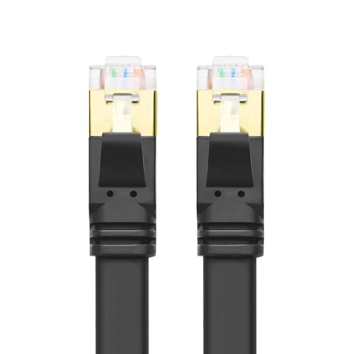 Cable Ethernet CAT 8 plano 6ft+50ft negro miniatura 1