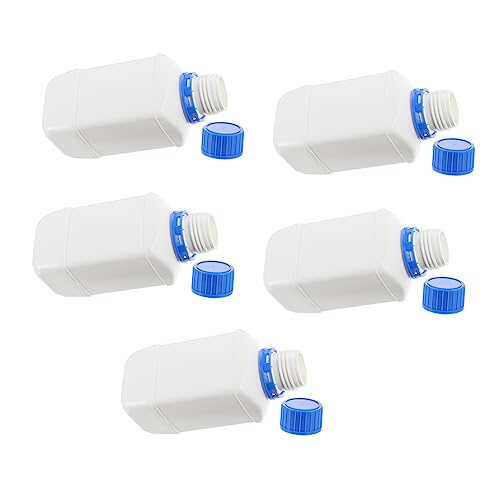 Alipis 5pcs Plastic Square Bottle Wide Mouth Sample Storage Container with Leak Caps for Laboratory and Chemical Use Transparent Design