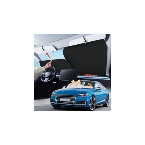 Epltion Storage-Free Windshield Sun Shade for Car - Adjustable Auto Retractable, UV & Heat Protection, Easy to Use - Universal Fit for Car, Ideal for Camping Outdoor & Daily Parking (Not Fit Truck)