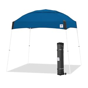 E Z UP Dome Instant Shelter Canopy 10 x 10 Vented Top with Wide Trax Roller Bag 4 Piece Spike Set Royal Blue