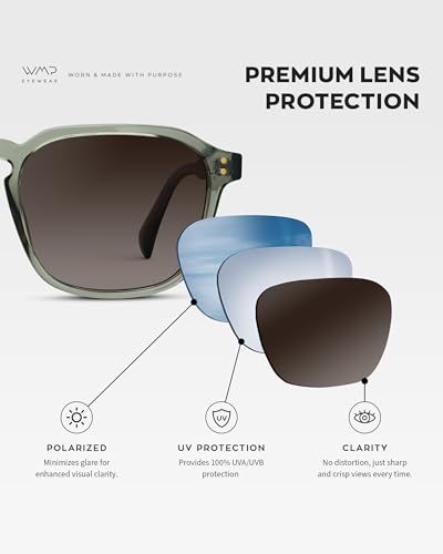 Image of WearMe Pro Men's Polarized Square Sunglasses - Wide Fit, Retro Style, UV400, Lightweight Frame for Driving & Daily Wear