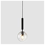 lampada da soffitto moderna, lampada a sospensione industriale, lampadario a sfera, sospensione a lampadina sferica in ferro e vetro dorato e27 per camera da letto soggiorno ristorante bar,nero