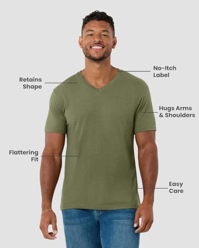Image of Men's V-Neck T-Shirt Fitted Short Sleeve Soft Cotton Vneck Tees S-2XL