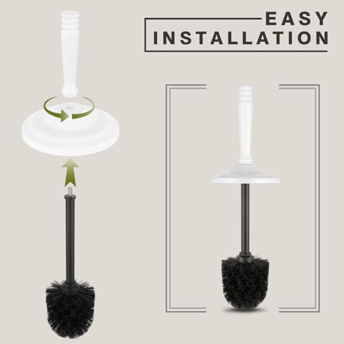 Image of Stainless Steel Toilet Brush and Holder,Toilet Bowl Brush with Long Handle for Bathroom,Toilet Brushes-Space Saving,Covered Brush, Durable, Deep Cleaning,Splash Resistant (White)