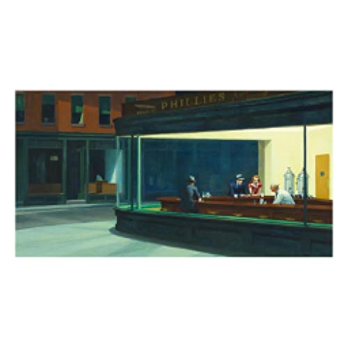 Impression sur Toile Nighthawks Peinture Art pour Salon 60x120cm