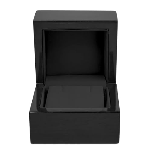 Novel Box Black Wood with Black Inside Earring Jewelry Box 2.25x2x1.87 In
