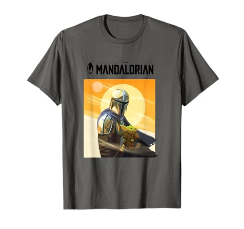 T-shirt Star Wars The Mandalorian et Grogu imprimé coucher de soleil pour fan de la saga