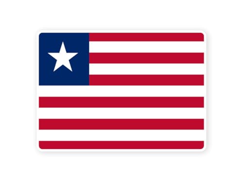 Sticker drapeau LIBERIA liberien 10cm(S) - 28cm(XL) autocollant bord blanc (taille S : 10cm x 7cm)