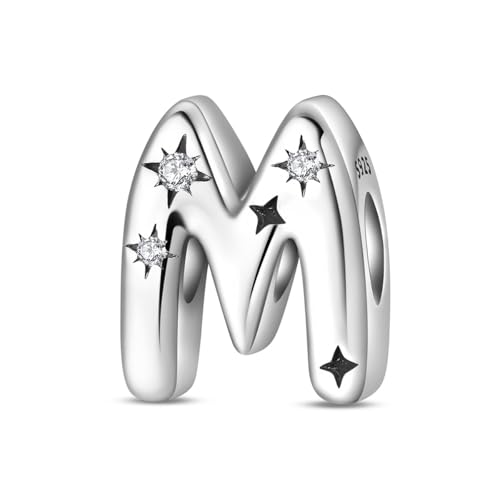 Sterling Silver Letter Charms For Bracelets, Initial Charms Fit For Pandora Bracelet, Hypoallergenic Bead Charm For Jewelry Diy Gifts For Women
