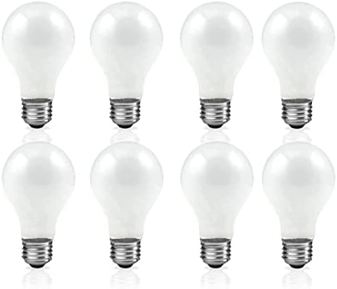 Circle (Pack of 8) Incandescent 60 Watt A19 Light Bulb: Frosted Standard Household E26 Medium Base Rough Service Light Bulbs