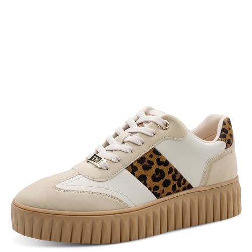 Marco Tozzi Damen Sneaker weiches Feel Me Wechselfußbett weiches Innenfutter Modern, beige (BEI./Leo Cream), 39 EU