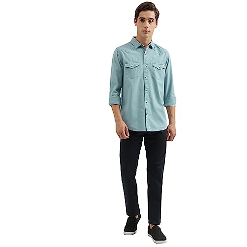 Image of United Colors of Benetton Men's Cotton Regular Fit Spread Collar Solid Shirt