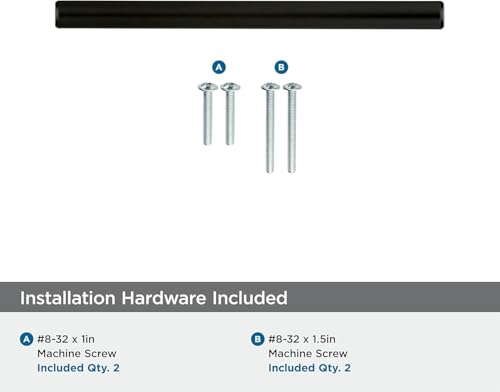 Image of Amerock 3-3 /4 inch Bar Pulls Black Bronze Drawer Pull | 3-3 /4 inch (96mm) Center-to-Center Mounting Distance and 6-1 /8 inches Overall Length, Durable Carbon Steel Cabinet Hardware
