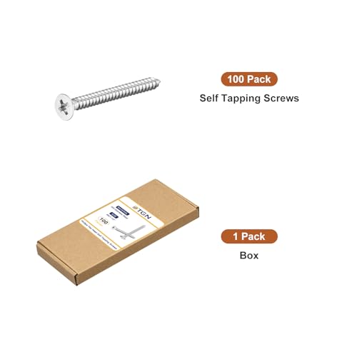 Image of DTGN 100Pcs #6x1-1 /2 inch Flat Head Wood Screws, 304 Stainless Steel Phillips Self Tapping Screws - Good for Woodworking, Furniture - Silver