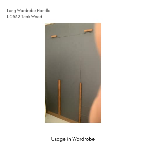 Image of Long Wardrobe Pull Handle 2532 Teak Wood (4 Inch)