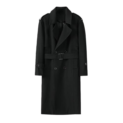 Trench long noir homme manteau automne hiver décontracté chic XS