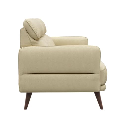 Image of Wakefit 3 Seater Sofa, Beige Leatherette, Neem Wood, Living Room, 5 Year Warranty