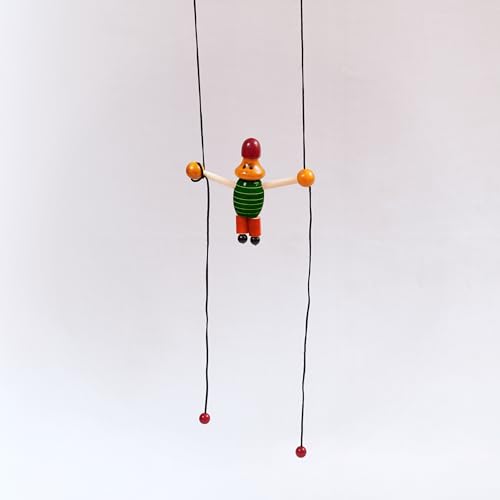 Image of Premium Wooden Hanging Monkey /Joker Toy for Kids (Age 3+) Eco-Friendly, Non-Toxic Multicolor Puppet Promotes Hand-Eye Coordination & Fine Motor Skills Skill-Building Wooden Toy.