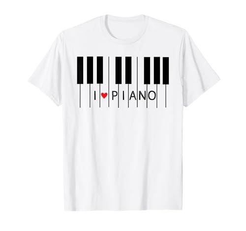 Lindas teclas de pianista de piano con corazón Camiseta