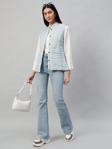 Image of Ravaiyaa - Attitude is everything Women's Floral Printed Reversible Quilted Jacket Coat Blazer Jacket Sleeve Less Waistcoat
