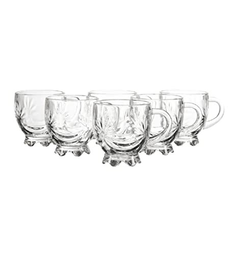 SYANKA Italian Premium Glass Coffee Mug Tea Cups Set of 6-150 ML, Transparent, Star Design Glass Cups Set for Tea, Coffee, Green Tea, Herbal Tea, Lemon Tea, Milk Cup, Hot/Cold Drinks Cups
