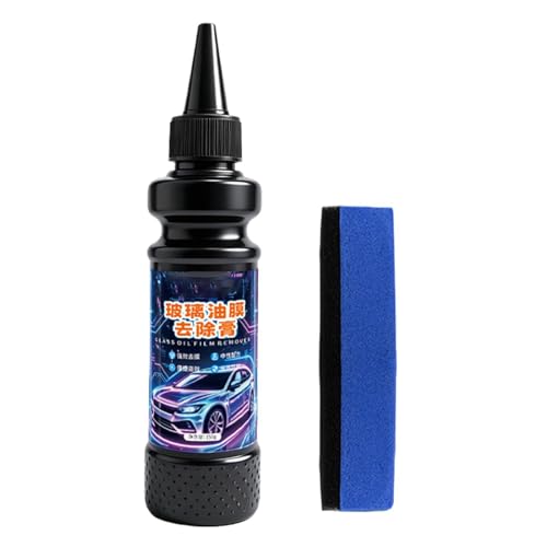 Eliminador de película de aceite de cristal | 150 g de crema para eliminar manchas de agua, limpiador de cristales de coche con | Para camiones, SUV, remolques, tractores, vehículos, faros, espejos
