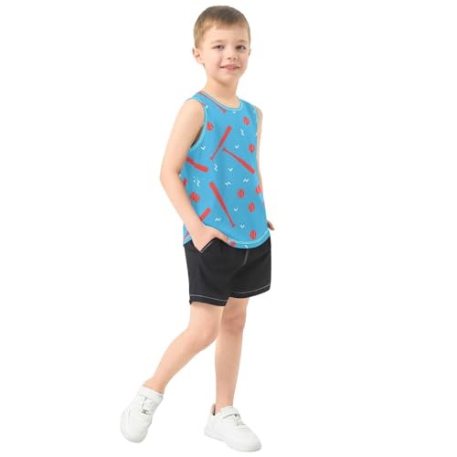 J JOYSAY Blue Baseball Bats Boys Tank Top Sleeveless Muscle Shirts Quick Dry Sport Active Workout Kids T-Shirts 3-15T4