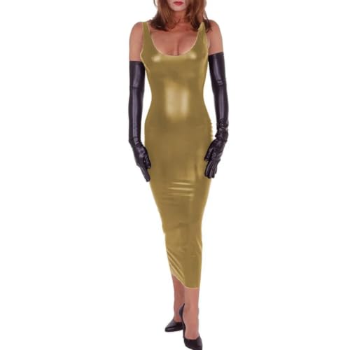 Vestido largo de piel sintética elástico que estiliza tu silueta