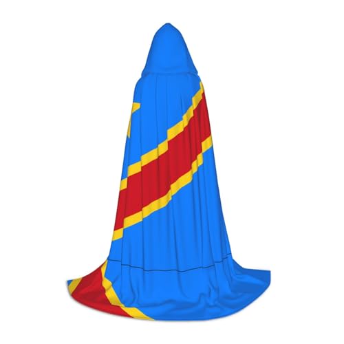Capa con capucha de la bandera del Congo para fiestas de mascaras y cosplay nocturno