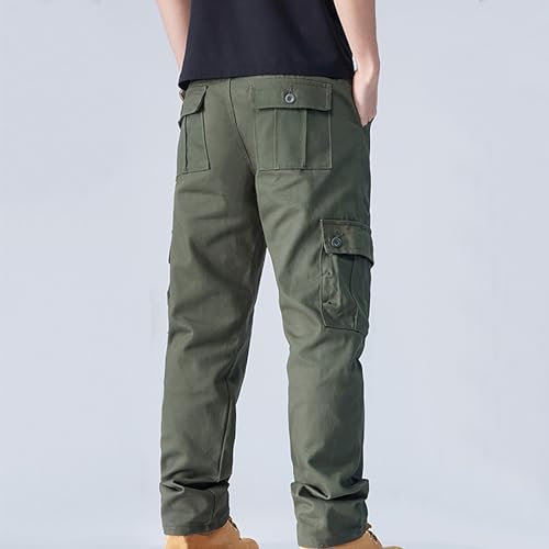 Men's Outdoor Casual Loose Multi Pocket Straight Leg Cargo Pants Fashion Solid Military Athletic Work Trousers4