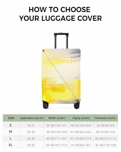 Ombre Texture Travel Luggage Cover, Yellow Grey Art Anti-scratch Travel Suitcase Protector Covers, Washable Elastic Baggage Covers Fit 22-25 Inch Carry on Luggage3