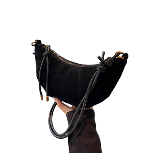ENOPINK Crossbody Bags for Women Suede Crescent Zippered Shoulder Bags Purse Handbags Hobo Bags