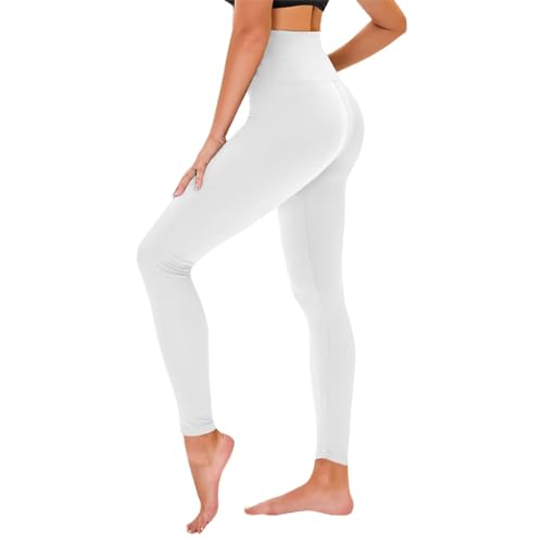 TNNZEET High Waist Leggings Damen Elastische Leggins Weiche Sporthose für Sport Gym,Weiß,S-M TNNZEET High Waist Leggings Damen Elastische Leggins Weiche Sporthose für Sport Gym,Weiß,S-M