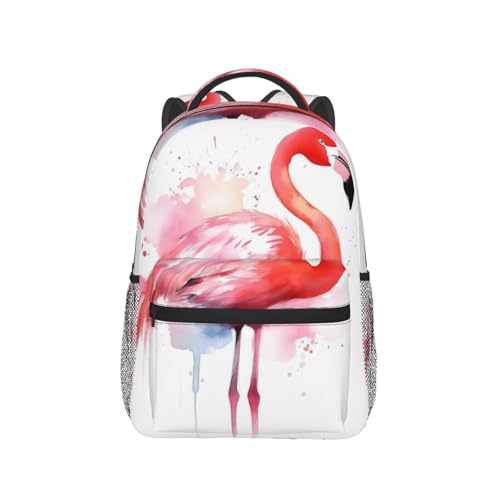 Sac à dos flamant rose aquarelle pour ordinateur portable et travail - 5
