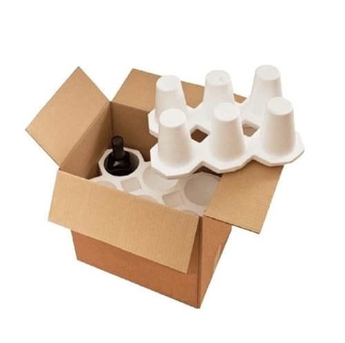 KIT IMBALLAGGIO PORTABOTTIGLIE IN POLISTIROLO + SCATOLA DI CARTONE (PER 6 BOTTIGLIE)