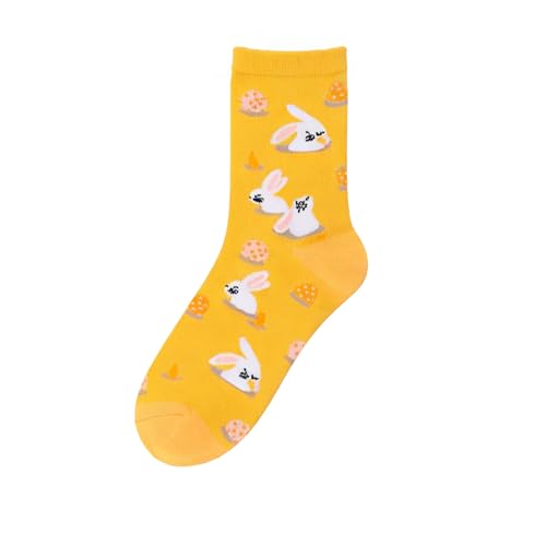 MaNMaNing Calcetines para mujer, diseño de conejo de Pascua y zanahorias, calcetines hasta la rodilla, para fiestas en primavera y verano, calcetines para mujer, naranja, Talla única