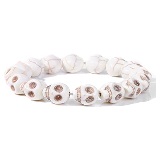 Bracelet d'anxiété en pierres naturelles et perles crâne anti-stress pour méditation