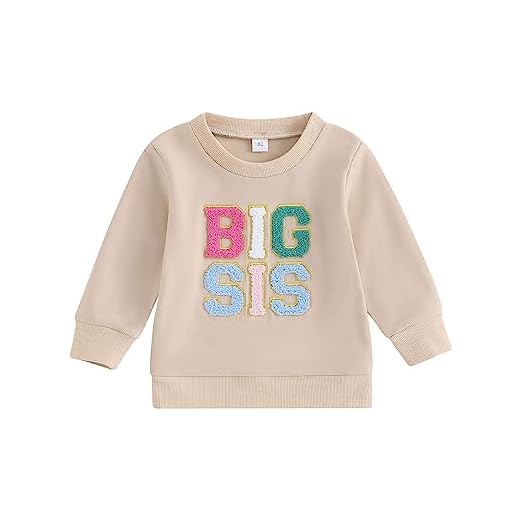 LIOMENGZI Big Sister Outfit Toddler Big Sister Little Sister Matching Clothes Graphic T-Shirt Tee Blouse Sweatshirt Top (Apricot BIG SIS, 3-4 Years)