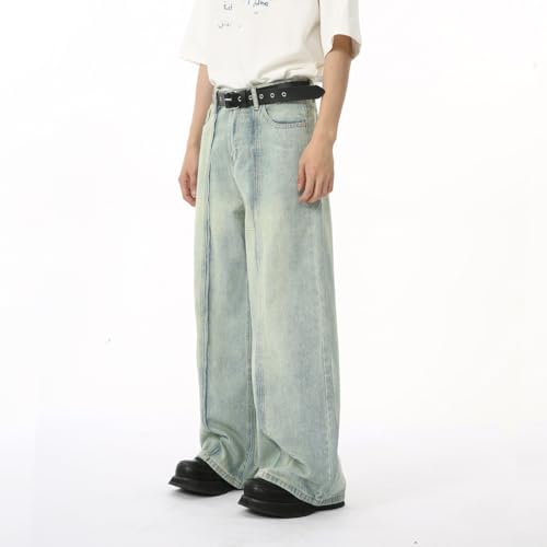 Men's Denim Jeans Straight Wide Leg Relaxed Casual Weekend Office Lounge Pants for Men3