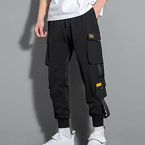 Dgoopd Men Cargo Pants Lightweight Elastic Waist Pants Baggy Jogger Pants Outdoor Hiking Pants Active Pants with Pockets3
