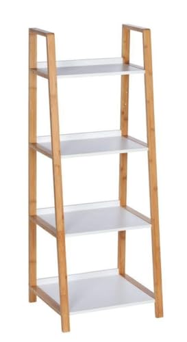 LOKLNEYK Standregal aus Bambus mit 4 Ebenen – Freistehendes...