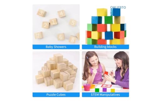 Image of Unfinished 1 /2 inch Wood Block Cubes for Crafts DIY Project Solid Wooden Square Blocks for Art and Craft (250)