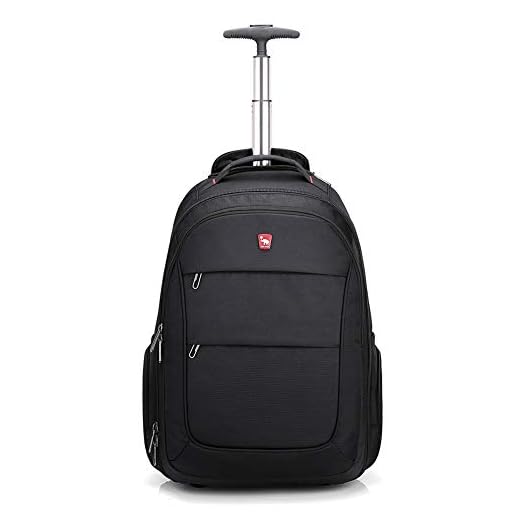 OIWAS Mochila com Rodinhas para Laptop Grande com Rodas Pretas, Bolsa de Viagem de Negócios, Mala Masculina Feminina, Preta, Tamanho Único, Mochilas para o Dia a Dia, Preto/Branco, One Size