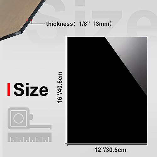 KINLINK 12x16 Plexiglass Sheets 1/8 inch Thick - 3mm Black Cast Acrylic Sheet, Plastic Sheet Polycarbonate Sheet for DIY Project, Craft, Acrylic Sign Wedding Invitation 4 Pack