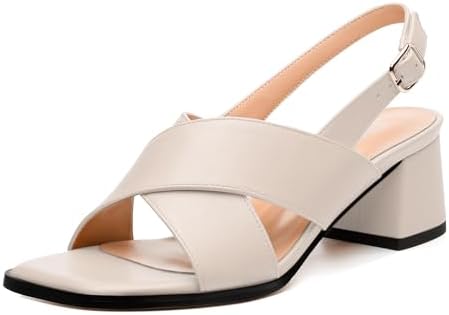 Women's Chunky Heel Sandals, Open Square Toe Adjustable Buckle St...